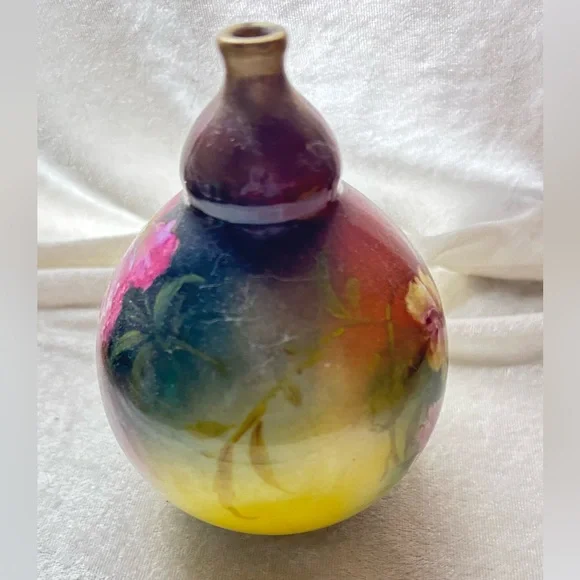 Antique Royal Bonn Hand Painted 5.5”Multi Color Flowers VaseGermany RARE!